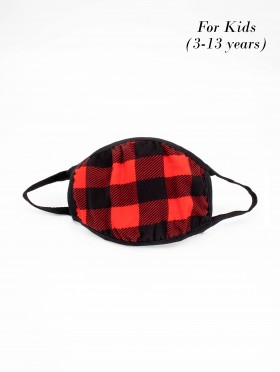 Kid's Reversible Buffalo Check Fabric Face Mask (3-13 Years)